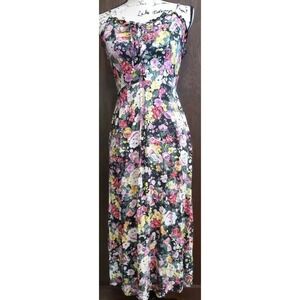 Floral Medium Cami Wild Fable Babydoll Sleeveless Midi Lace up Ruffle Sun Dress